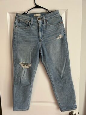 Madewell Light Blue High-Rise Distressed Mom Jeans